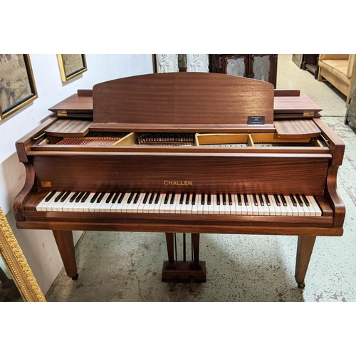 511 - CHALLEN BABY GRAND PIANO, 130cm x 144cm x 97cm H, mid 20th century mahogany cased.