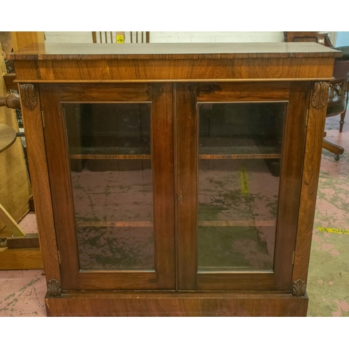 462 - BOOKCASE, 106cm H x 107cm W x 31cm D, Victorian rosewood and mahogany, with two glazed doors.