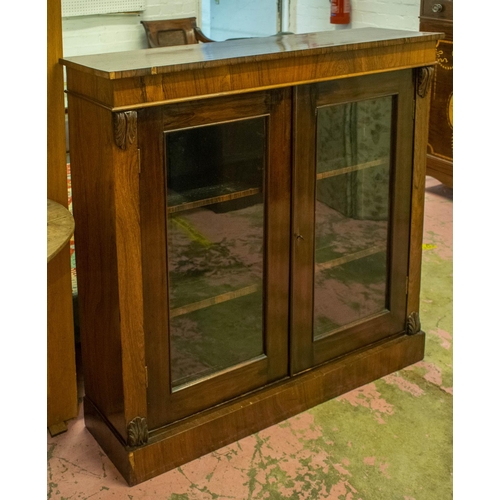 462 - BOOKCASE, 106cm H x 107cm W x 31cm D, Victorian rosewood and mahogany, with two glazed doors.