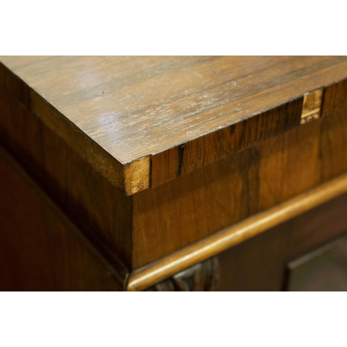 462 - BOOKCASE, 106cm H x 107cm W x 31cm D, Victorian rosewood and mahogany, with two glazed doors.