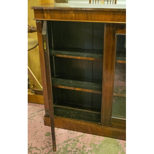 462 - BOOKCASE, 106cm H x 107cm W x 31cm D, Victorian rosewood and mahogany, with two glazed doors.