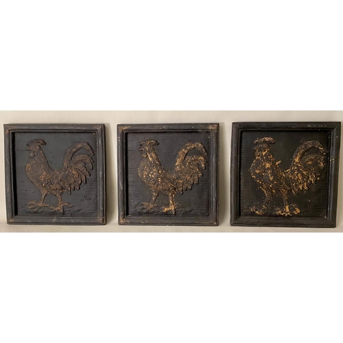 158 - COCKERAL WALL RELIEFS, a set of three, 50cm x 50cm. (3)