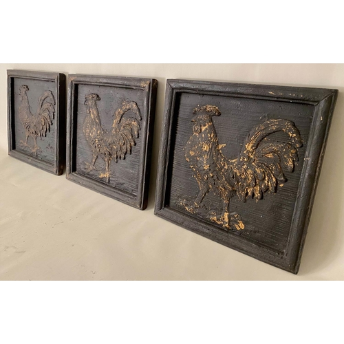 158 - COCKERAL WALL RELIEFS, a set of three, 50cm x 50cm. (3)