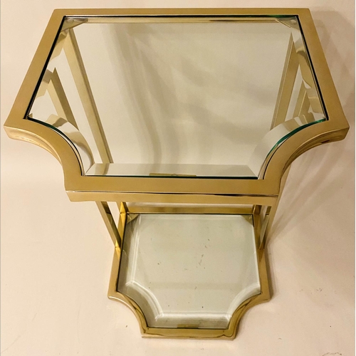 157 - MARTINI TABLE, 60cm H x 40cm W x 35cm D, gilt metal, bevelled glass.