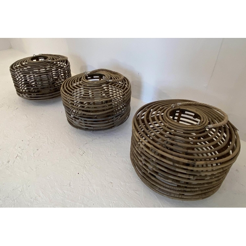 146 - LANTERNS, a set of three, bamboo 30cm x 38cm diam. (3)