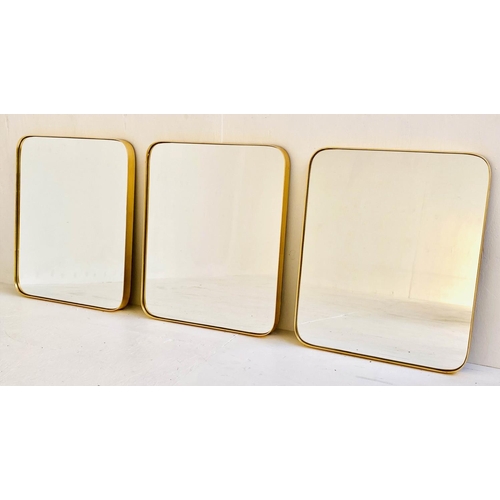 162 - WALL MIRRORS, a set of three, 60 x 50cm, gilt frames. (3)