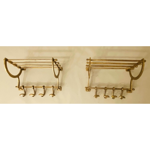 163 - WALL MOUNTING COAT RACKS,  a pair, 34cm x 46cm x 27cm, gilt metal. (2)