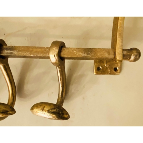 163 - WALL MOUNTING COAT RACKS,  a pair, 34cm x 46cm x 27cm, gilt metal. (2)