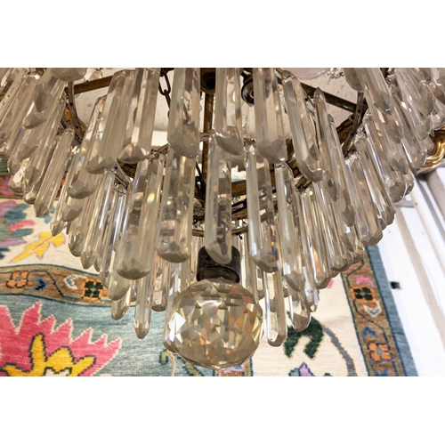 510 - CHANDELIER, approx. 60cm W x 70cm H, gilt metal with glass droplets.