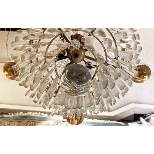 510 - CHANDELIER, approx. 60cm W x 70cm H, gilt metal with glass droplets.