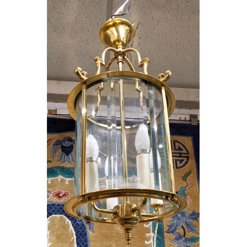 517 - HALL LANTERN, 63cm H, brass, cylindrical.