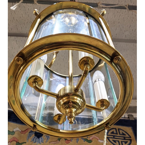 517 - HALL LANTERN, 63cm H, brass, cylindrical.