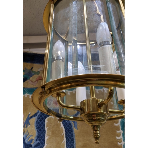 517 - HALL LANTERN, 63cm H, brass, cylindrical.