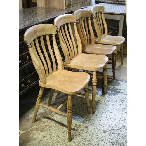 527 - KITCHEN CHAIRS, a matched set of four Victorian with elm seats. (4)