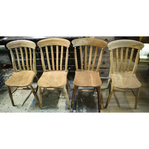 527 - KITCHEN CHAIRS, a matched set of four Victorian with elm seats. (4)