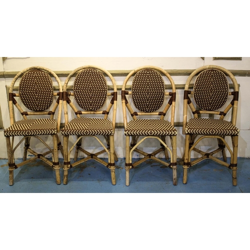 532 - CAFE CHAIRS, a set of four bamboo framed. (4)