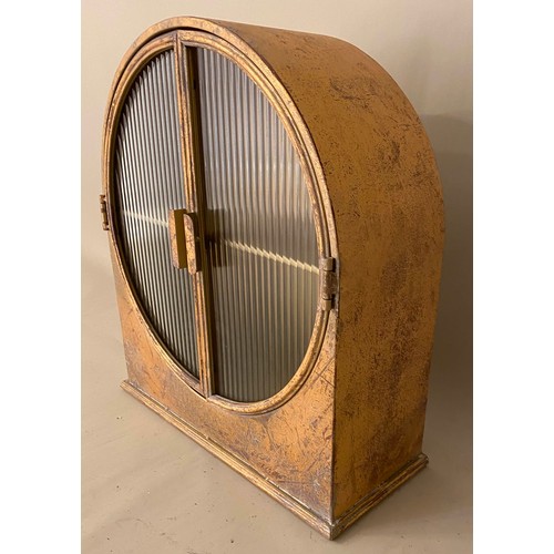 164 - GLAZED SIDE CABINET, 60cm x 54cm x 22cm, aged gilt finish.