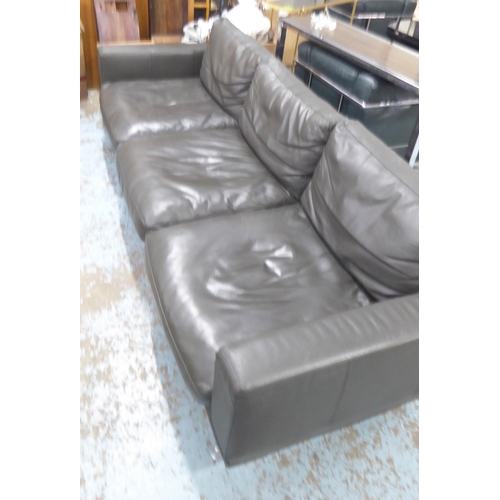 27 - BOCONCEPT SOFA, 240cm L x 63cm H x 91cm, with grey leather upholstery.