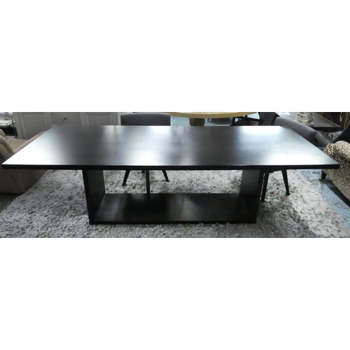 91 - DINING TABLE, 260cm x 100cm x 76cm, contemporary ebonised design.