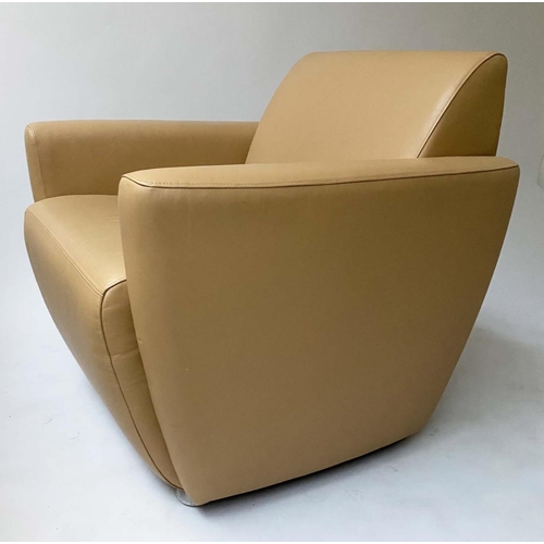 64 - DAVISON HIGHLEY CLUB ARMCHAIRS, a pair, 81cm W, in safari brown leather. (2)