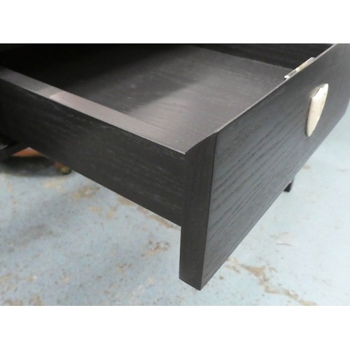 4 - BIRGIT ISRAEL DESK, 140cm W x 70cm D x 76cm H, black finish, with four drawers.