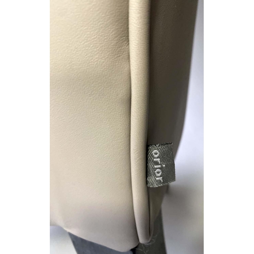 17 - ORIOR DINING CHAIRS, a set of four, 83cm H, taupe leather. (4)