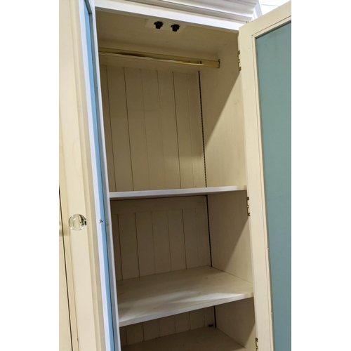 72 - BREAKFRONT CABINET, 160cm x 60cm x 210cm approx, contemporary, white painted, mirrored doors.