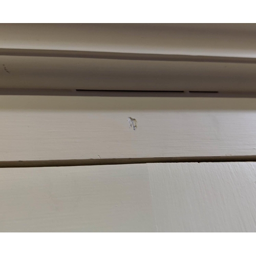 72 - BREAKFRONT CABINET, 160cm x 60cm x 210cm approx, contemporary, white painted, mirrored doors.