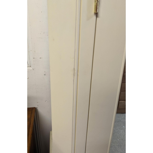 72 - BREAKFRONT CABINET, 160cm x 60cm x 210cm approx, contemporary, white painted, mirrored doors.