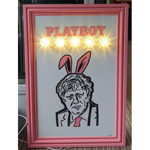 392 - PLAYBOY BY BEE RICH, 100cm x 70cm, bespoke light up artwork.