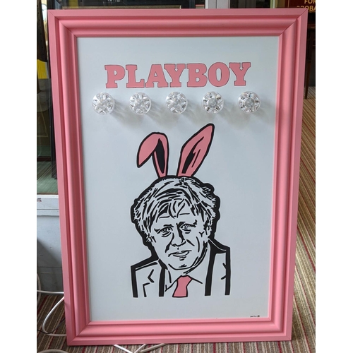 392 - PLAYBOY BY BEE RICH, 100cm x 70cm, bespoke light up artwork.