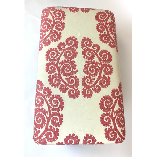 289 - FOOTSTOOL, 100cm x 58cm x 35cm H, upholstered in Planas fabric by Manuel Canovas, raised on turned s... 