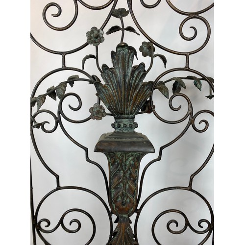 290 - ARCHITECTURAL FLOOR SCREEN, French Provincial manner bronzed metal, 210cm H x 135cm W