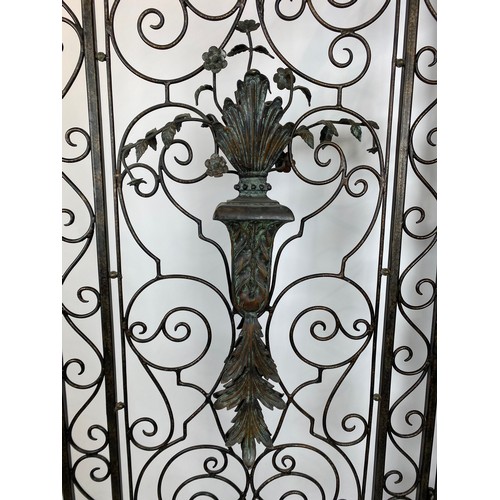 290 - ARCHITECTURAL FLOOR SCREEN, French Provincial manner bronzed metal, 210cm H x 135cm W