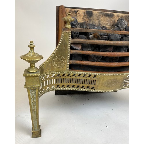 292 - FIRE GRATE, George III design serpentine pierced brass fretwork and cast iron, 58cm H x 78cm W x 37c... 