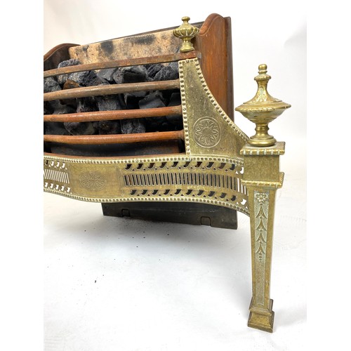 292 - FIRE GRATE, George III design serpentine pierced brass fretwork and cast iron, 58cm H x 78cm W x 37c... 