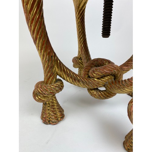 291 - ROPE-TWIST STOOL, in the manner of A.M.E. Fournier, 19th century French giltwood with Aubusson uphol... 