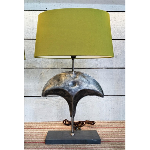 500 - PORTA ROMANA WHALE TABLE LAMPS, a pair, 70cm with shades. (2)