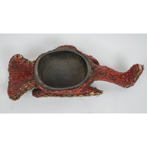 125 - BAMOUN BEADED HEAD AND BIRD, from Cameroon, 40cm H head, bird 60cm L. (2)