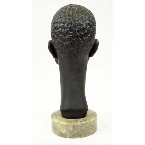 133 - A GIANELLI SCULPTURE, 36cm H, Italian mid century, African man on circular marble base.