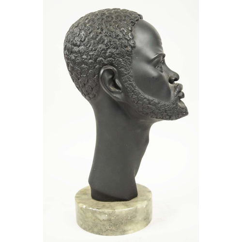 133 - A GIANELLI SCULPTURE, 36cm H, Italian mid century, African man on circular marble base.