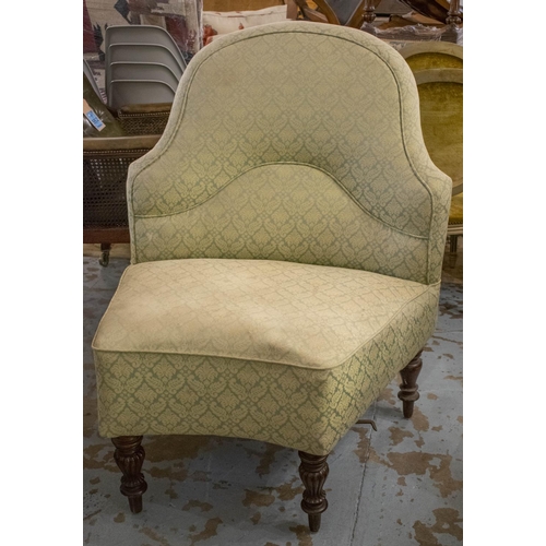 276 - THREE SECTION SOFA, 109cm H x 231cm overall, ends 97cm W centre 90cmm W Napoleon III mahogany in gre... 