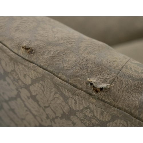 276 - THREE SECTION SOFA, 109cm H x 231cm overall, ends 97cm W centre 90cmm W Napoleon III mahogany in gre... 
