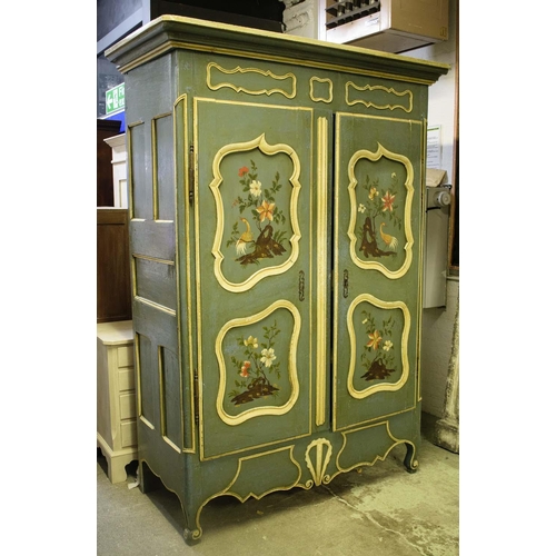 268 - ARMOIRE, 211cm H x 153cm x 70cm, late 18th/early 19th century Tyrolean, painted with two doors enclo... 