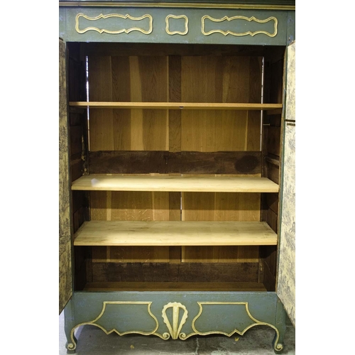 268 - ARMOIRE, 211cm H x 153cm x 70cm, late 18th/early 19th century Tyrolean, painted with two doors enclo... 