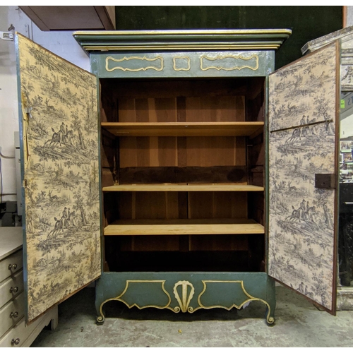 268 - ARMOIRE, 211cm H x 153cm x 70cm, late 18th/early 19th century Tyrolean, painted with two doors enclo... 