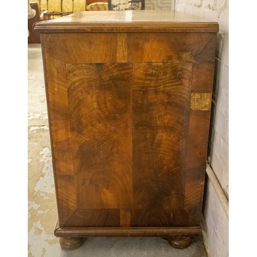 266 - CHEST, 82cm H x 95cm W x 54cm D, Queen Anne Walnut, circa 1710, with five drawers on later bun feet.