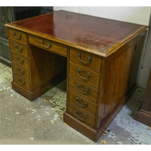 261 - KNEEHOLE DESK, 78cm H x 111cm W x 80cn D, George III mahogany, circa 1770, with red leather top abov... 