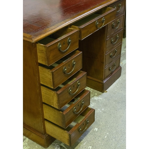 261 - KNEEHOLE DESK, 78cm H x 111cm W x 80cn D, George III mahogany, circa 1770, with red leather top abov... 