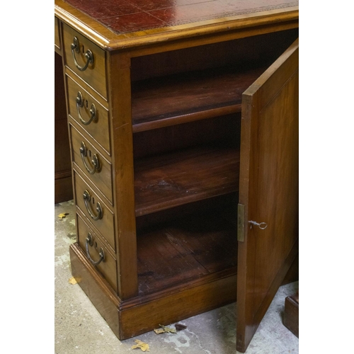 261 - KNEEHOLE DESK, 78cm H x 111cm W x 80cn D, George III mahogany, circa 1770, with red leather top abov... 